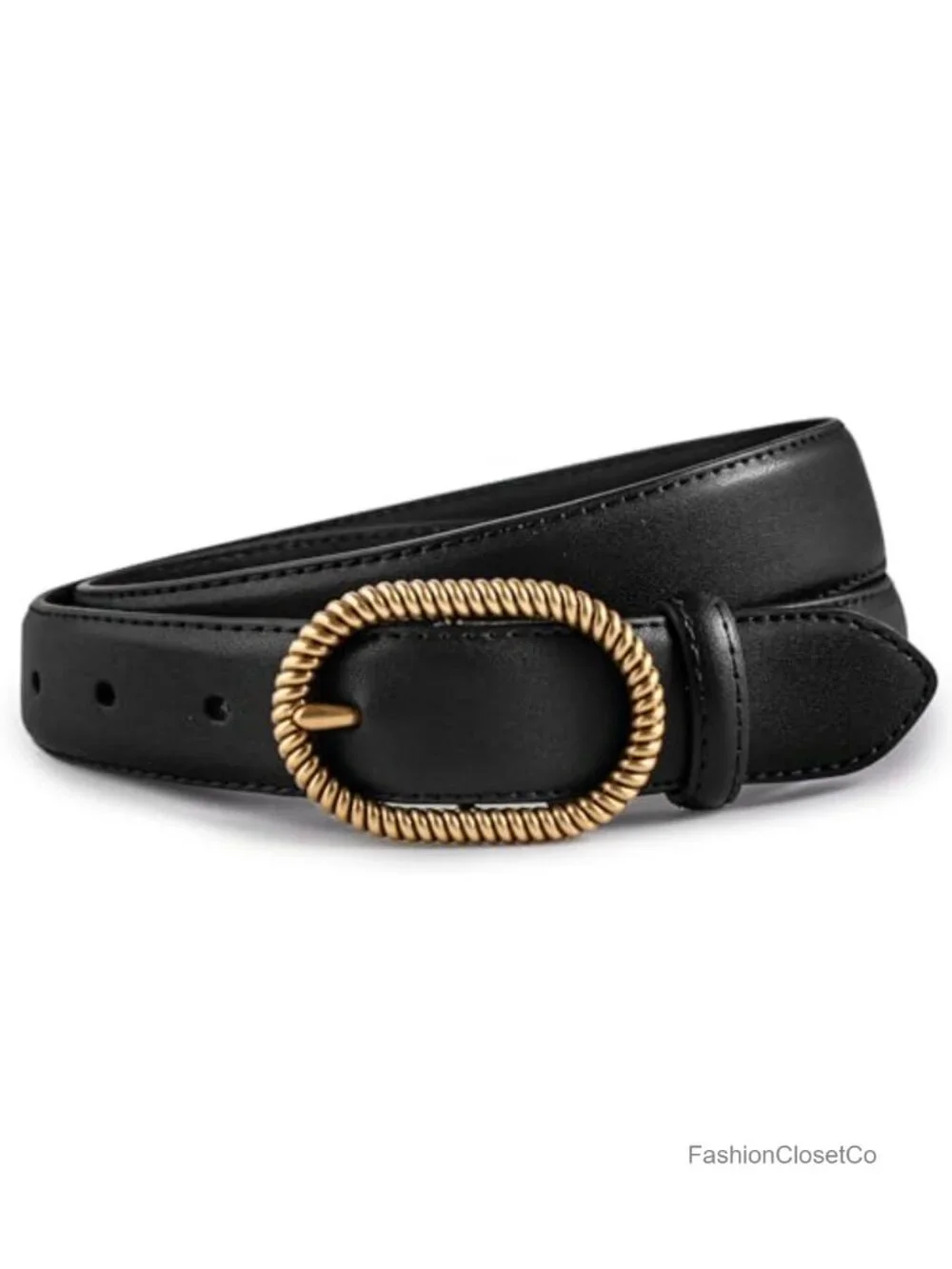 Women's Genuine Leather Belt with Brass Rope Buckle, Adjustable Casual Waist